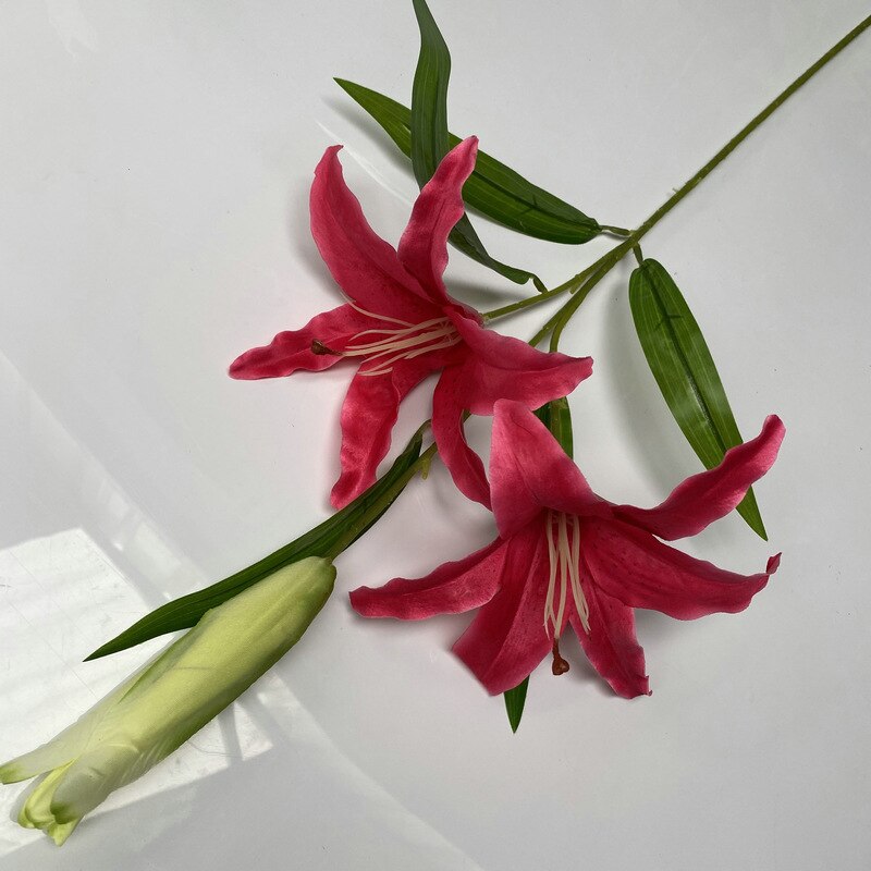 Kunstmatige Zijden Bloemen Nep Lelie Tak 78Cm Lange Diy Creatieve Boeket Verjaardag Moeder Dag Valentijn Pasen Decoratie: Sweet Hot pink