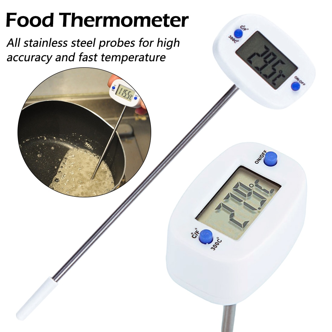 Keuken Digitale Bbq Voedsel Thermometer Vlees Cake Candy Bak Grill Eetkamer Huishouden Koken Thermometer Meters Met Batterij Probe