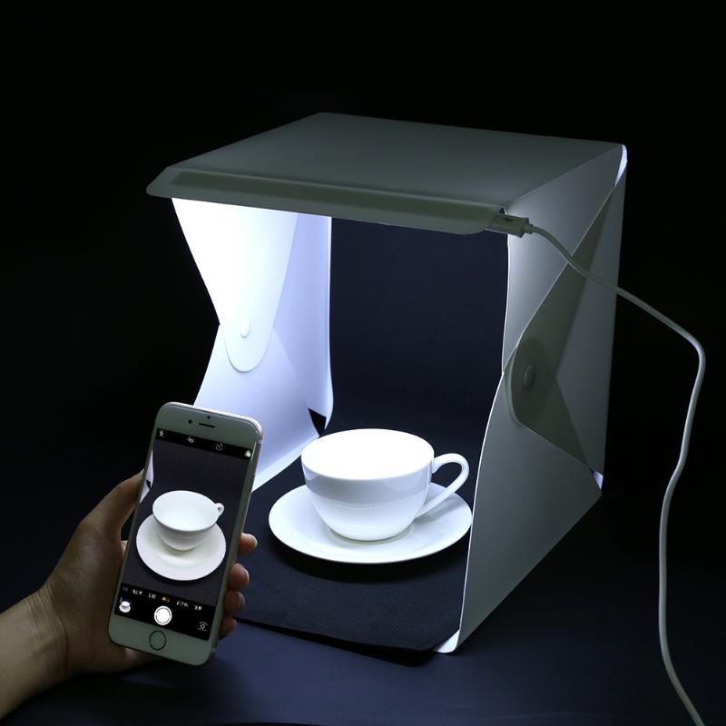 Handgemaakte Kleine Mini Draagbare Folding LED Fotografie Licht Box Schieten Studio