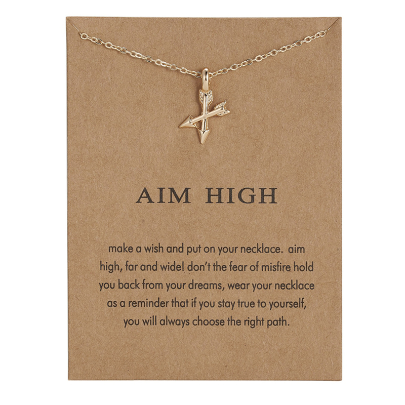 Mode Make A Wish Card Ketting Sieraden Goud Kleur Uil Veer Olifant Vleugel Eenhoorn Vlinder Hart Hanger Vrouwen Bijoux