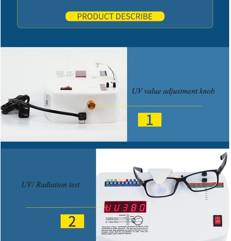 UV400 Tester Anti-radiation Multi-functional UV Tester 10W 220V Glasses Equipment CP-13B