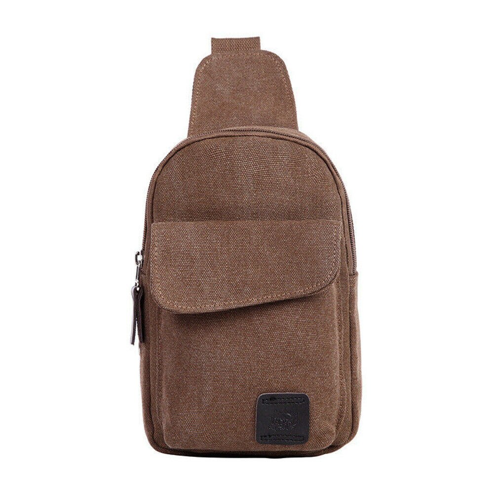 Unisex canvas heuptas heren reistas borsttas casual crossbody tassen outdoor canvas satchel schoudertas: Koffie