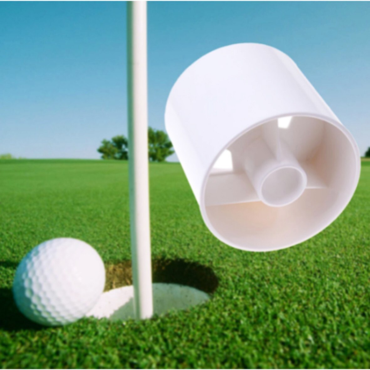 Wit Plastic Golf Hole Cup Putting Putter Golf Vlag Stok Yard Garden Training Achtertuin Praktijk Putting Golf Training Aids
