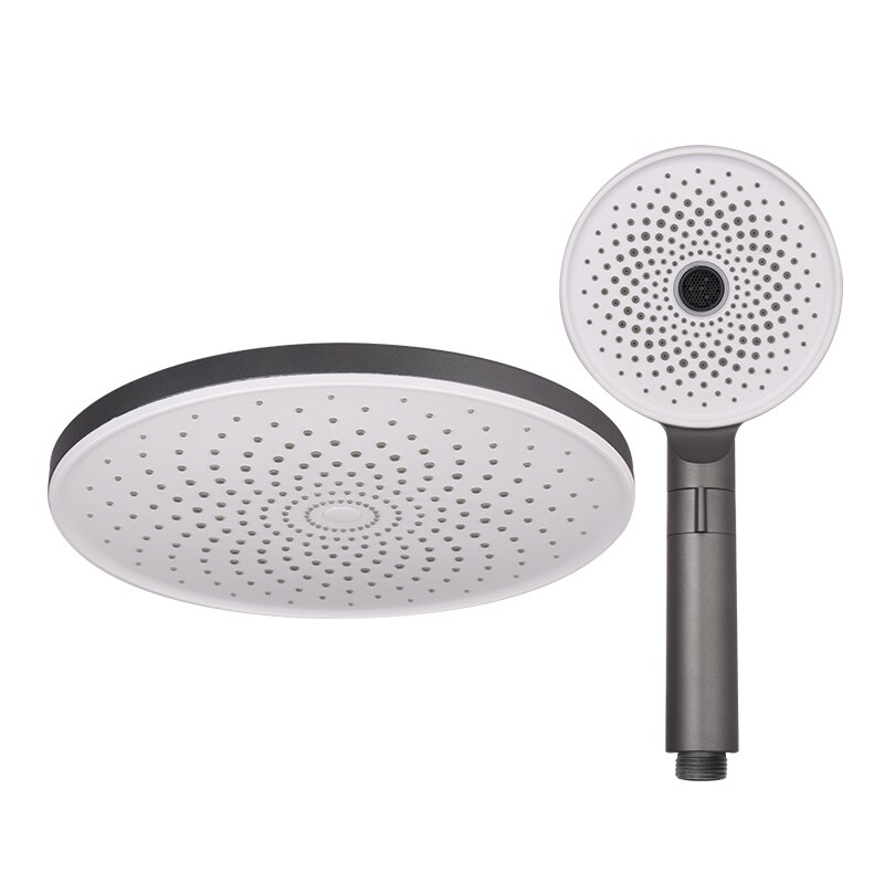 Dokour Overhead Rainfall Shower Head Set High Pressure Bathroom Accessories Water Saving Ceiling Toilet Tropical Complete System: Grey Shower Set