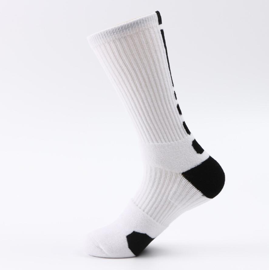 Men Outdoor Sport Cycling Bike Socks Hiking Basketball Football Running Soccer Compression Socks Calcetines Ciclismo Hombre: White Black