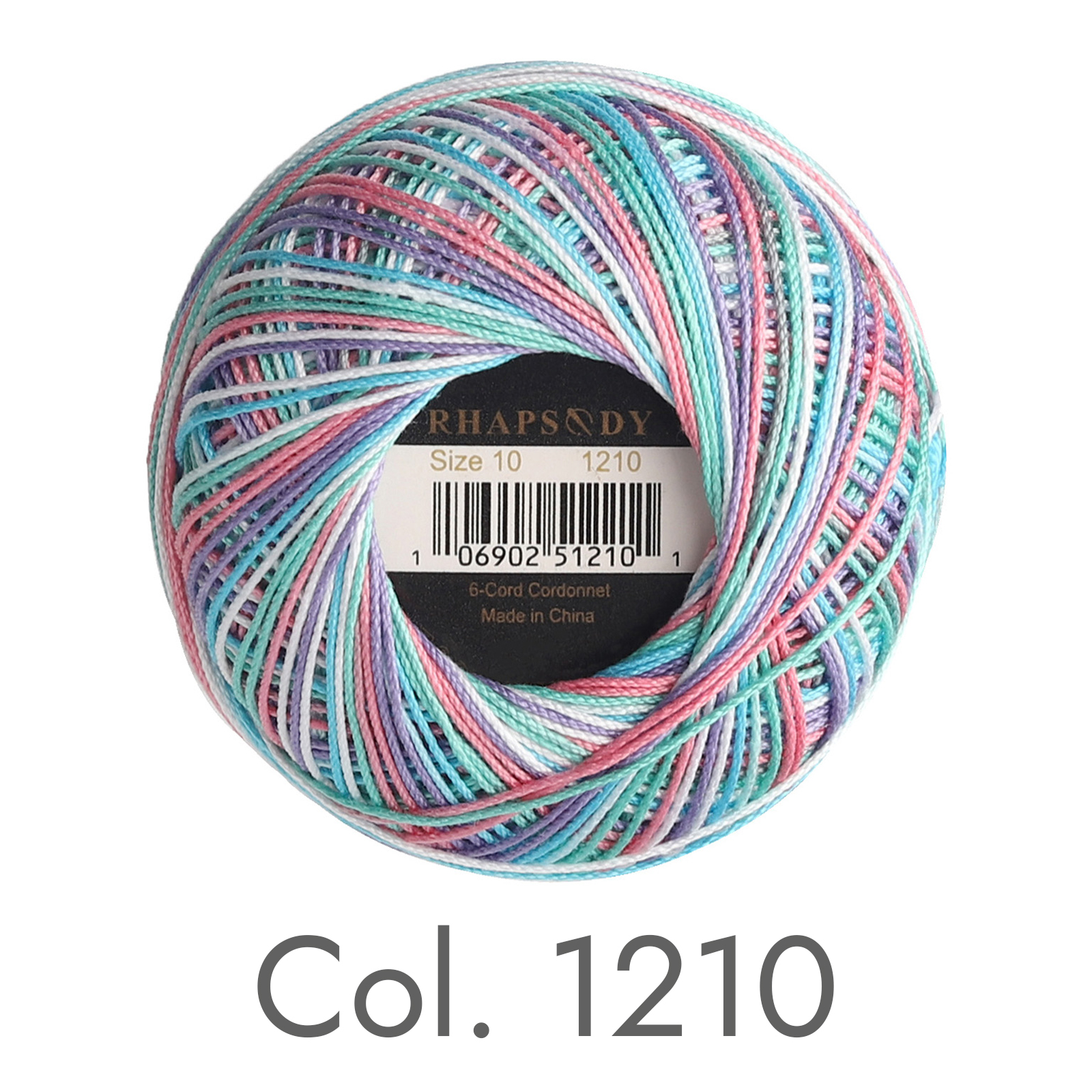 Rhapsodie Häkelgarn, verschiedene Farben, Größe 10, betroffen, 100 % reine ägyptische Baumwolle, mehrfarbig, 10 bunte Farben, 122 Meter: Gold