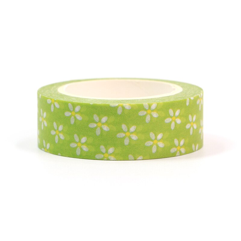 1Pc 15Mm * 10M Happy Easter Dag Groene Kleine Bloemen Bloem Decoratieve Washi Tape Scrapbooking Masking tape Briefpapier