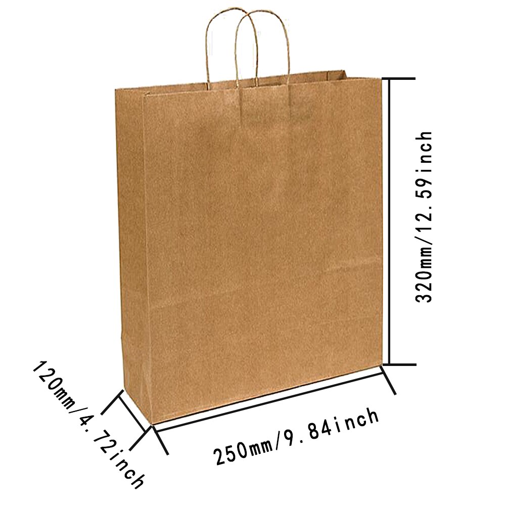 Sac en papier kraft à poignée torsadée marron avec poignées pour fête de mariage vêtements à la multifonction