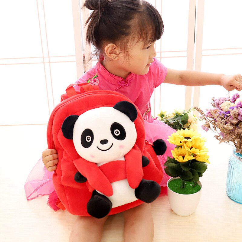 Söta tecknade barn plysch panda ryggsäck leksak mini skolväska barn dagis pojke flicka baby studentväskor söt mochila