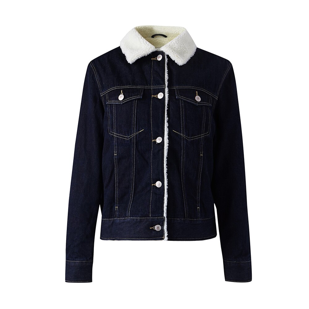 Metersbonwe vinter dam jeans jackor bomull kappa vadderade denim parkas kvinnliga ytterkläder varma jacka kläder: Originalblått / M