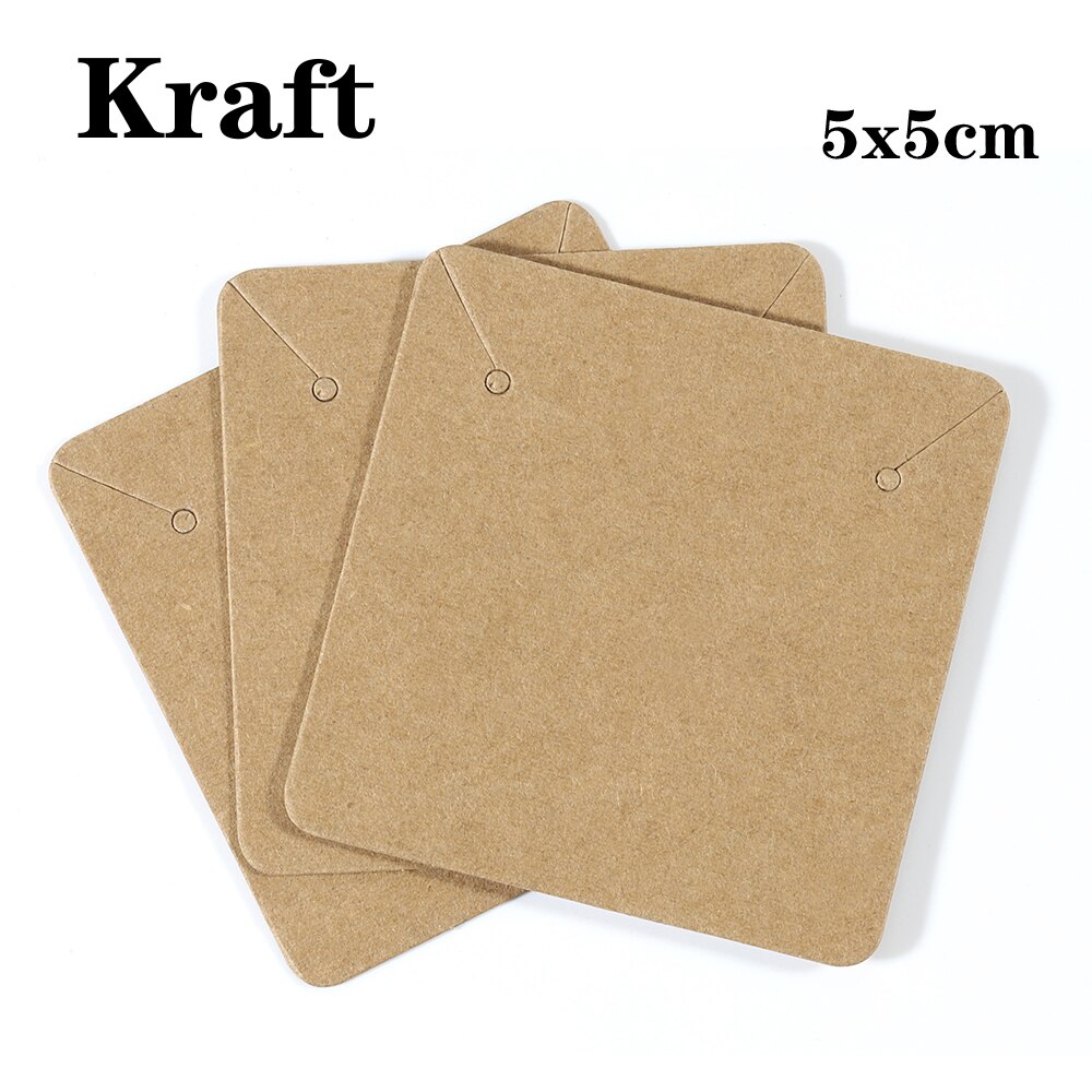 50 sztuk/partia 5x5cm 6x9cm Kraft Paper Card kolczyki naszyjniki karty do pakowania biżuterii karton wiszące cena Tag karty: 5x5cm Kraft color