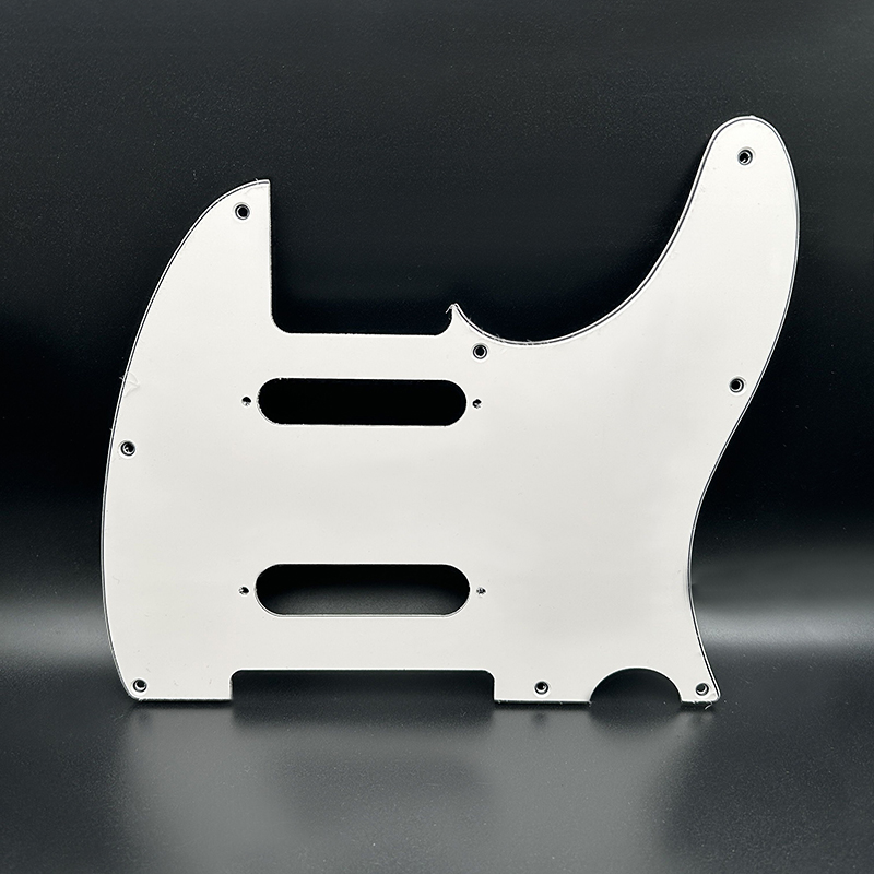 Golpeador Tele de 3 capas con 2 pastillas de bobina única, placa rascadora de 8 orificios para guitarra eléctrica estilo TL, multicolor: Blanco