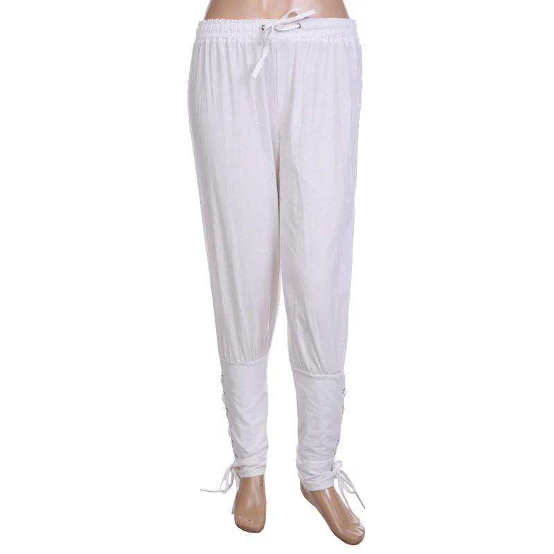 Pirate Pants For Men Cosplay Renaissance Medieval Gothic Pants Pirate Costume Trouser Men Plus Size 3XL: XL / WHITE
