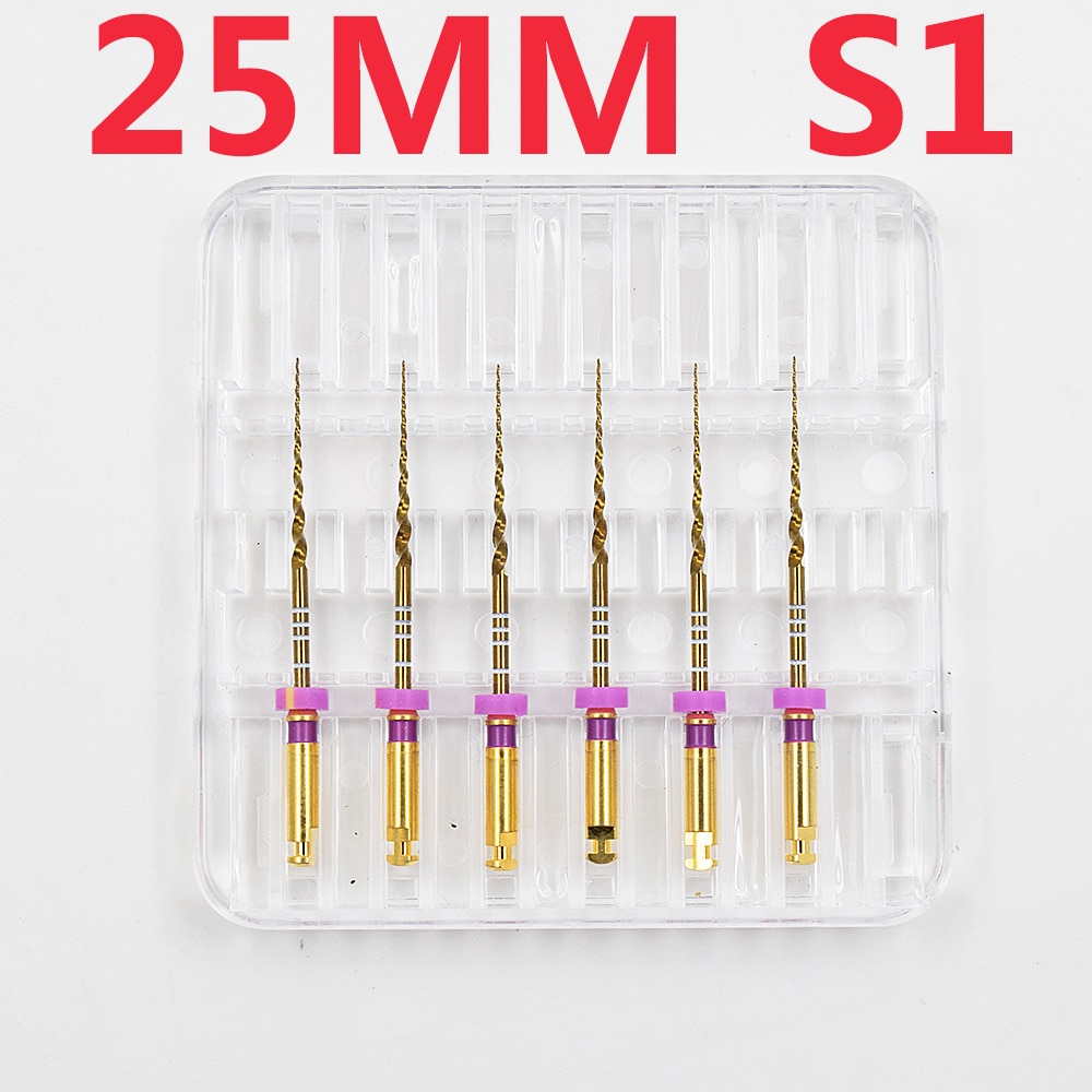 Dental guld flexibla filer endo roterande filer gyllene endodontiska filer 25mm nickel titanium instrument tandvård
