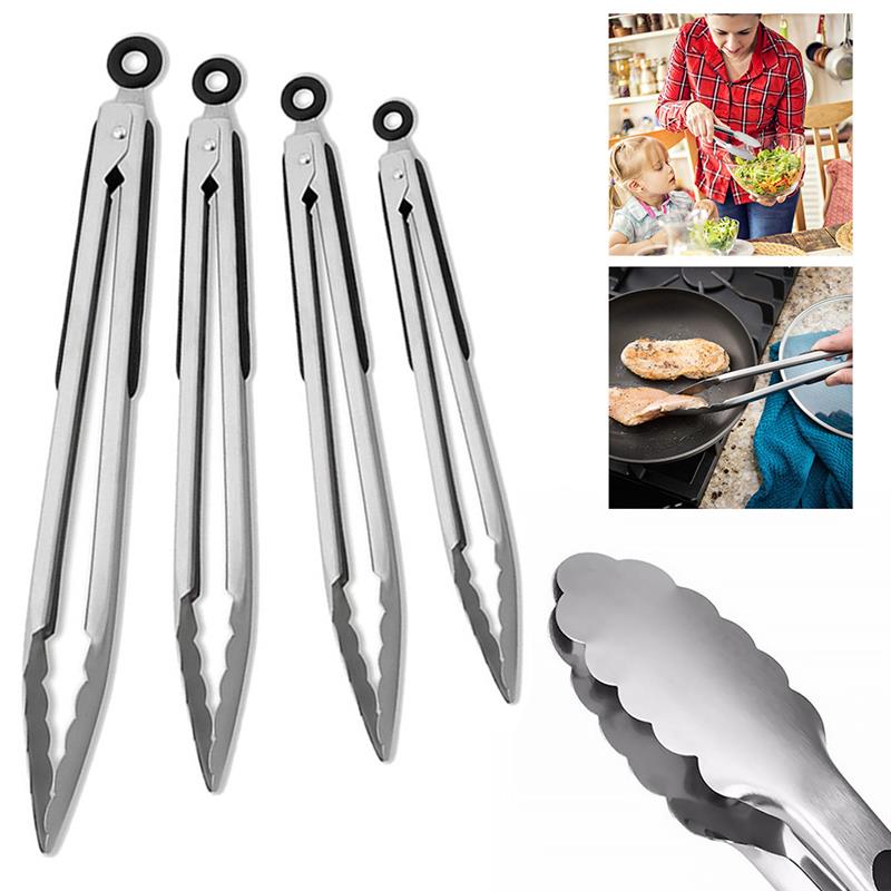 Stainless Steel Salad Tongs BBQ Kitchen Cooking Food Serving Utensil Tong Tools Restaurant Food Folder Kitchen Accessories