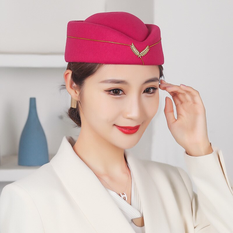 Frauen Stewardess Kostüm Zubehör Flug Begleiter Hütte mit Luft Gastgeberin Cosplay Kostüm Zubehör: Rose Rosa