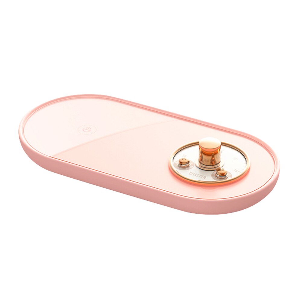 USB Electric Cup Warmer Smart Thermostatic Cup Coaster With Timing Function 5 Gear Adjustable Mug Heater: Pink