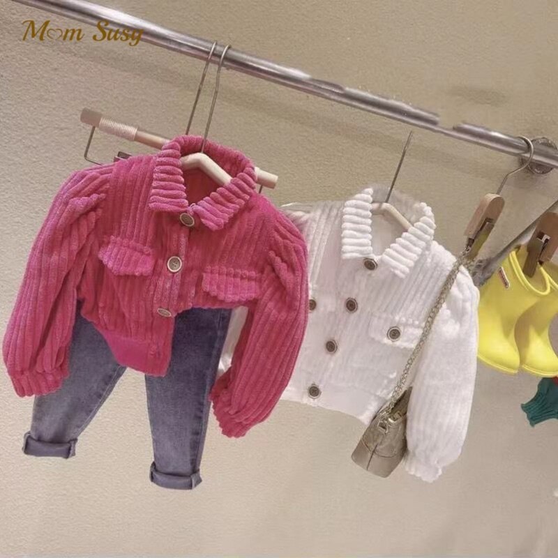 Mode Baby Meisje Corduroy Jas Bladerdeeg Mouw Baby Peuter Kind Jas Herfst Lente Blazer Kid Uitloper Baby Kleding 1-10Y