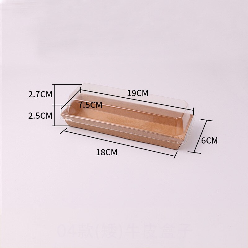10pcs Rectangular/Square Kraft Paper Box Sandwich Wrapping Boxes With Plastic Clear Lids Cake Bread Snack Bakery Food Packing: 8