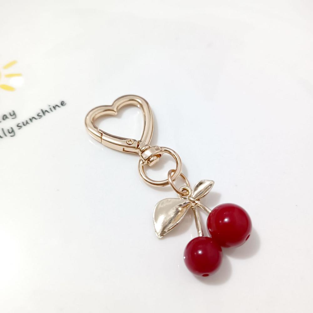 köstliche rot Kirsche Schlüssel bund Sommer Früchte Kirschen Anhänger Schlüssel Ring für Frauen Männer Schmuck Tasche Zubehör 2024: Grau