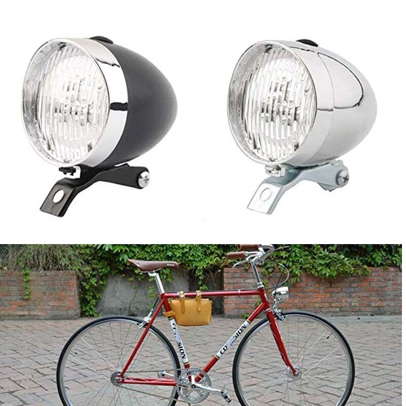 Faro delantero Retro para bicicleta, lámpara de linterna Vintage con soporte, 3 LED