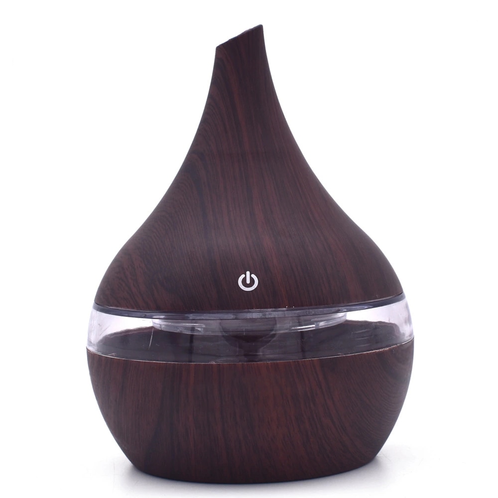 300Ml Luchtbevochtiger Essentiële Olie Diffuser Auto Luchtbevochtiger Voor Thuis Led Light Luchtbevochtiger Aroma Essentiële Olie Diffuser: Dark Brown