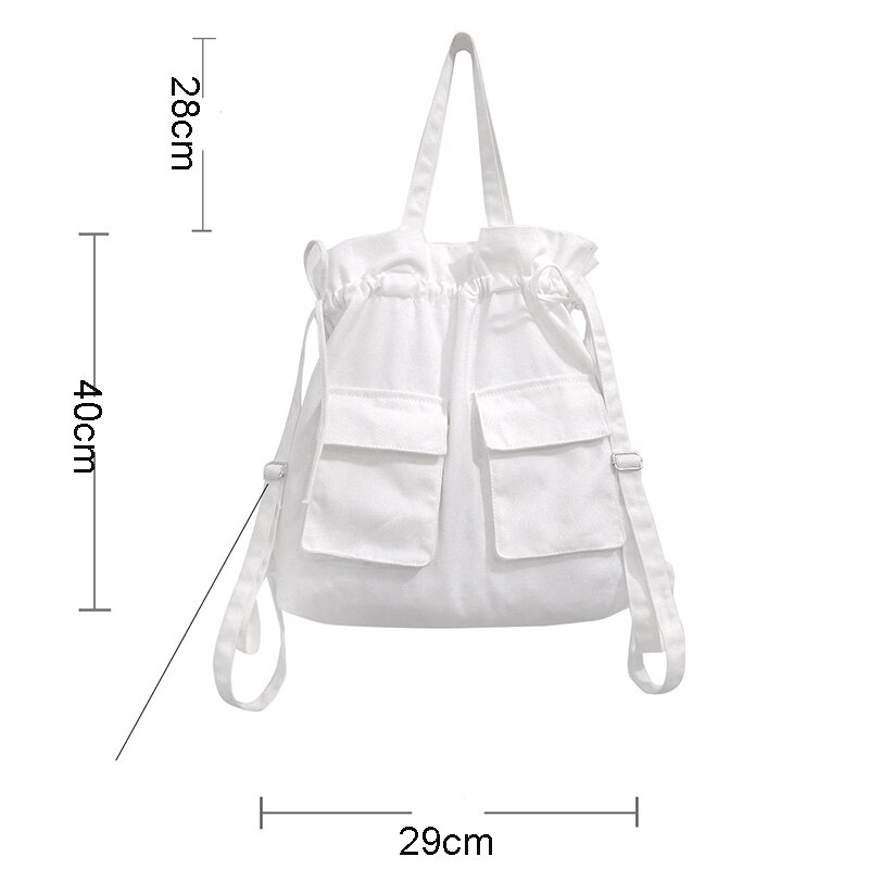 Rugzak dames preppy schooltassen voor tieners meisjesrugzak straatstijl onregelmatige vrouwelijke canvas reistassen wit