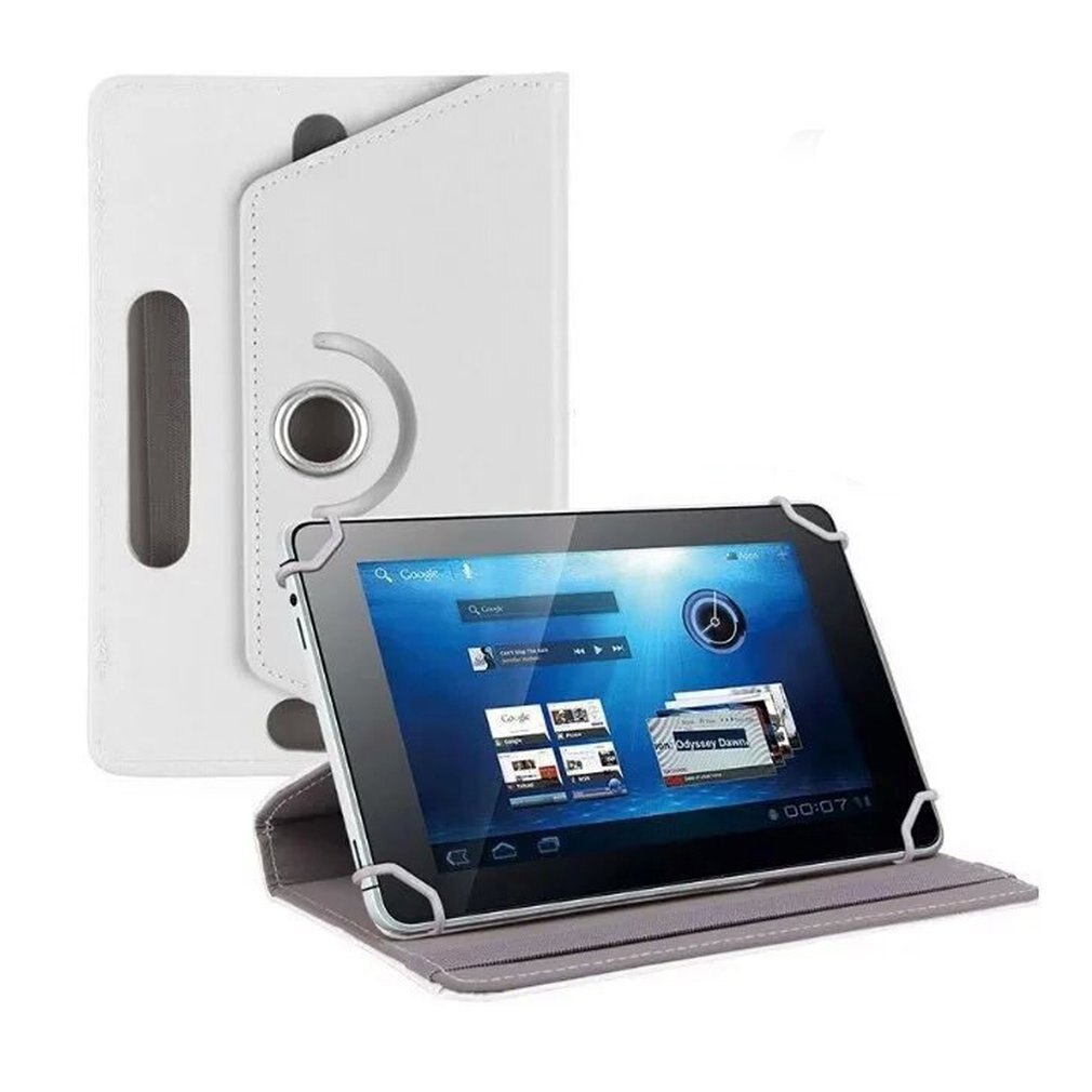 7 inch universele platte hoes met kristalpatroon, universele beschermhoes voor tablet, universele leren hoes: Wit