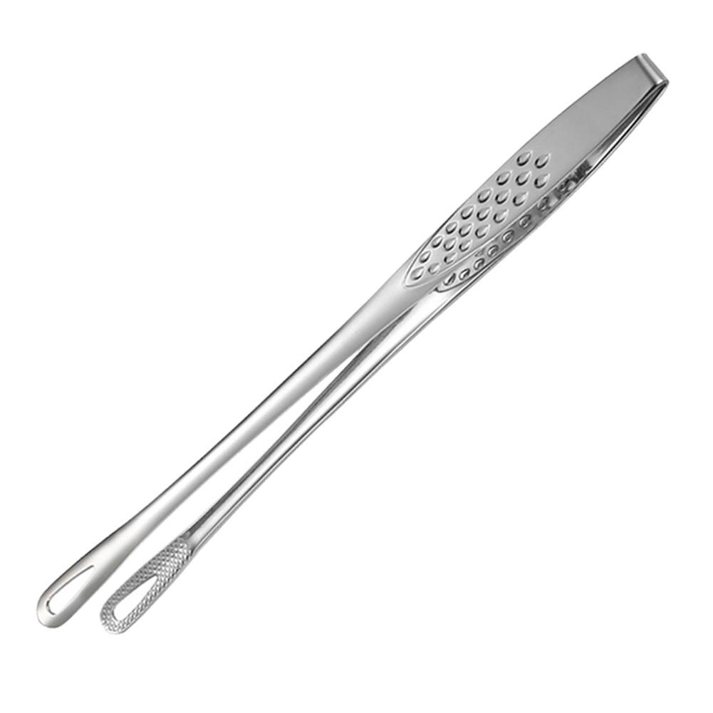 Lange Keuken Tang Hittebestendige Bbq Salades Grillen Clip Brood Vlees Klem Tool: Zilver
