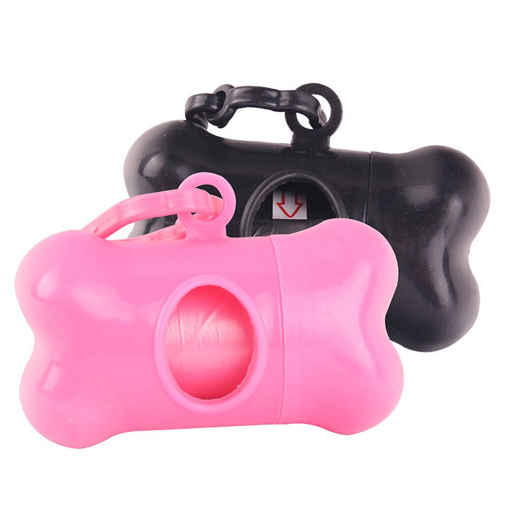 1x Pet Dog Bone Shape Waste Poo Garbage Dispenser Clean Up Bag Holder Case