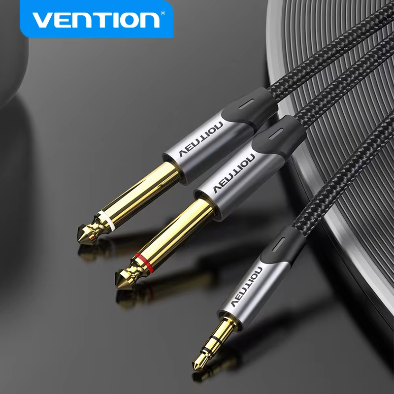 Vention 3.5mm to double 6.5mm trs kaapeli aux uros mono 6.5 liitin stereo 3.5 jack audio kaapeli mikseri vahvistin 6.35 sovitin