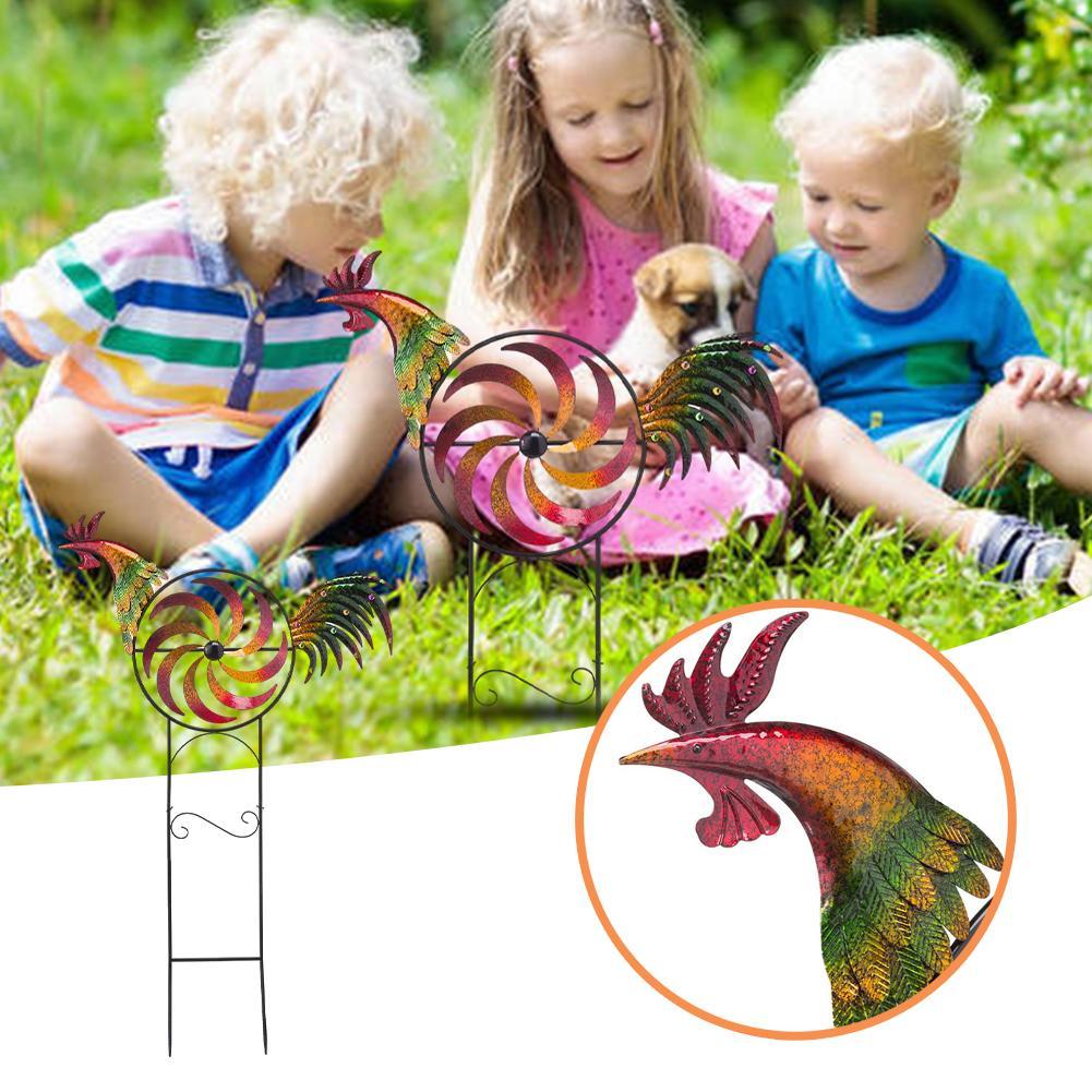 1pc Metal Windmill Rooster Wind Spinners Statue Handmade Outdoor Garden Lawn Courtyard Decoration Ornament