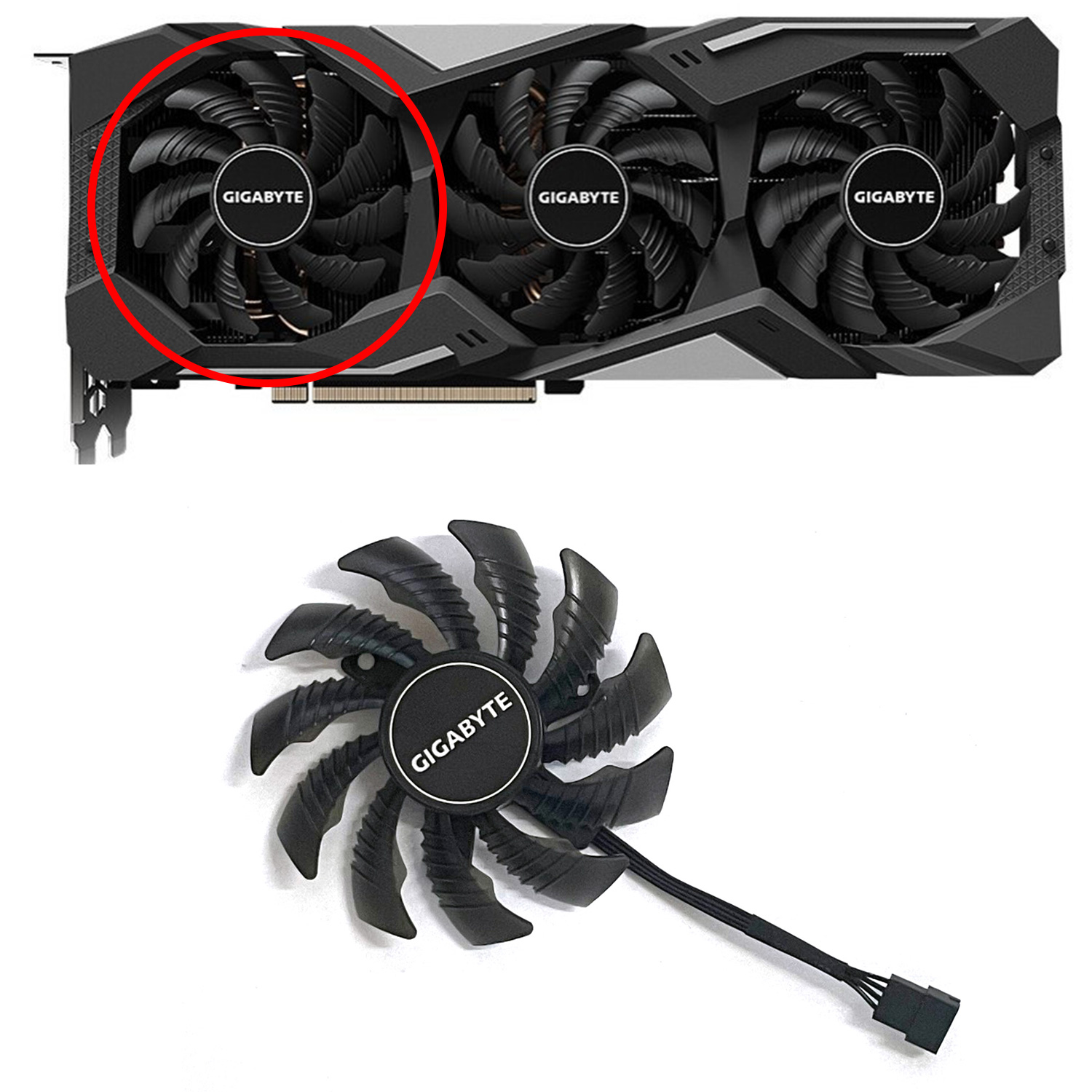 PLD08010S12HH 78mm DC 12V 0.35A 4Pin RX5700 GPU Cooler for Gigabyte Radeon RX 5500 5600 5700 XT Graphics Card Fan Cooling: Gold