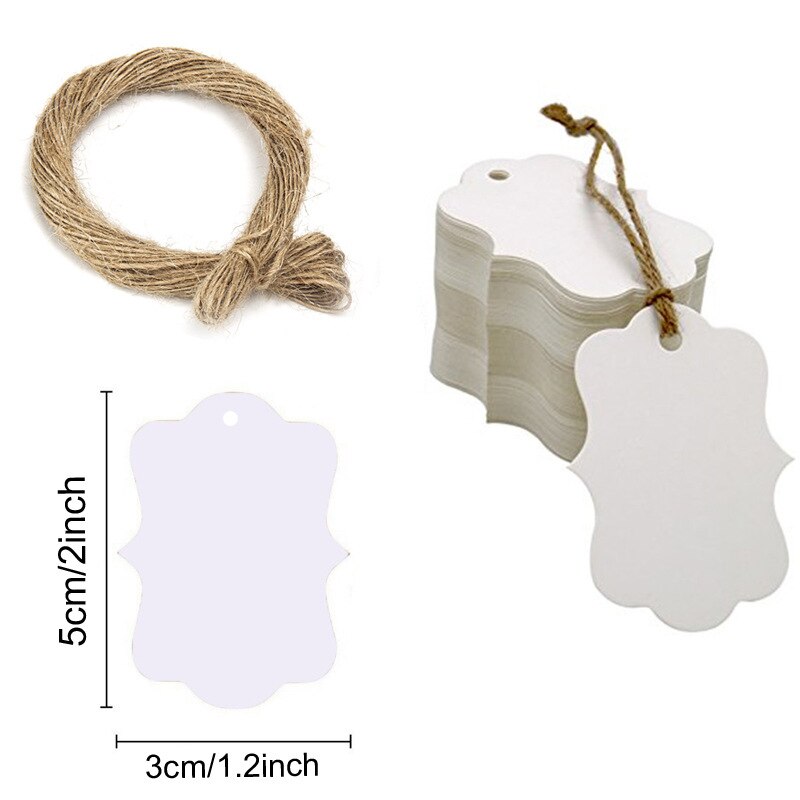 Étiquette vierge en papier Kraft, 100 pièces, peut être écrit à la main, fait maison, liste de prix de produit, étiquettes de vêtement: White