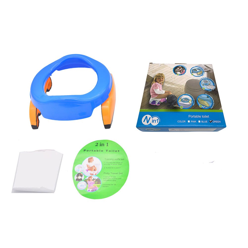 Potje-Toilet Training Seat 2 In 1 Portable Antislip Wc Trainer Met 10 Potje Liners Set Auto interieur Accessoires Voor Kids: Blauw