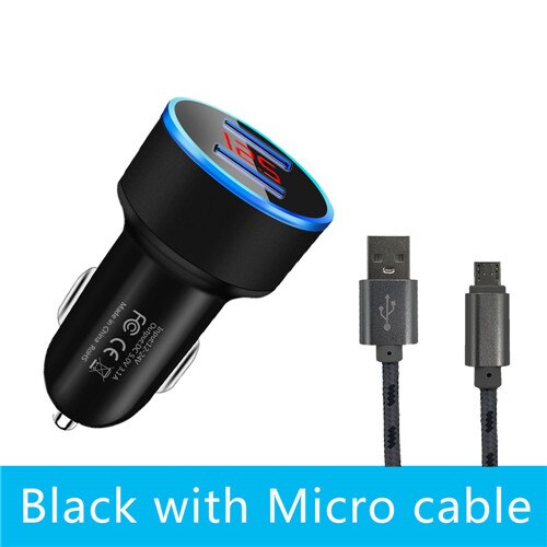 BSLIUFANG podwójna ładowarka USB szybkie ładowanie 3.0 dla adaptera telefonu dla Huawei Mate 30 Tablet telefon komórkowy ładowarka samochodowa szybka ładowarka: Black with Micro