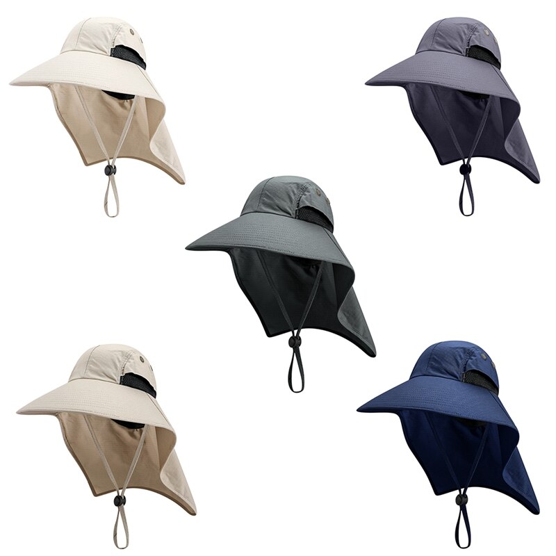 Outdoor Flap Golf Cap Wide Brim Lightweight UV Protection Waterproof Portable Neck Cover Sun Hat With Chin Strap Anti-water