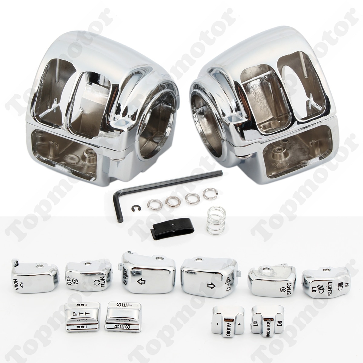 Chrome Motorcycle Parts Switch Housing Cover Kit +10 Cap CNC For Harley VRSC Dyna Road King UNDEFINED