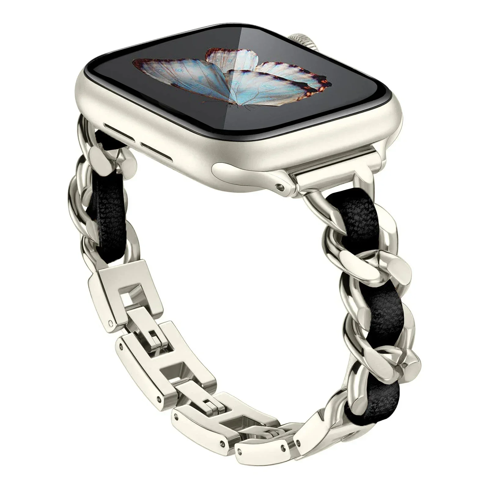 Stainless Steel Strap for Apple Watch Band 49mm 38mm 42mm 40mm 44mm Metal Bracelet iWatch Series 8 7 6 SE 5 4 3 2 1 ultra Strap: Red black / 12mm