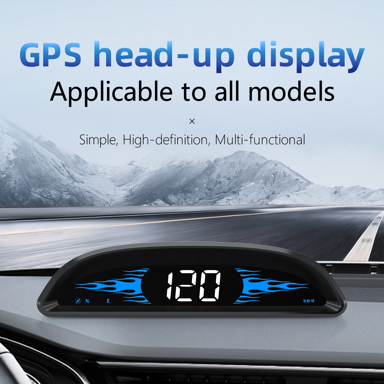 HUD-pantalla frontal para coche, dispositivo de visualización HD para exteriores, todoterreno, GPS, guía de velocidad, dirección