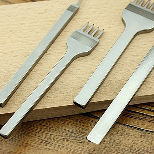Utile en acier inoxydable trou poinçon losange dent ciseau en cuir artisanat bricolage outil perforateur bricolage en cuir poinçon outil