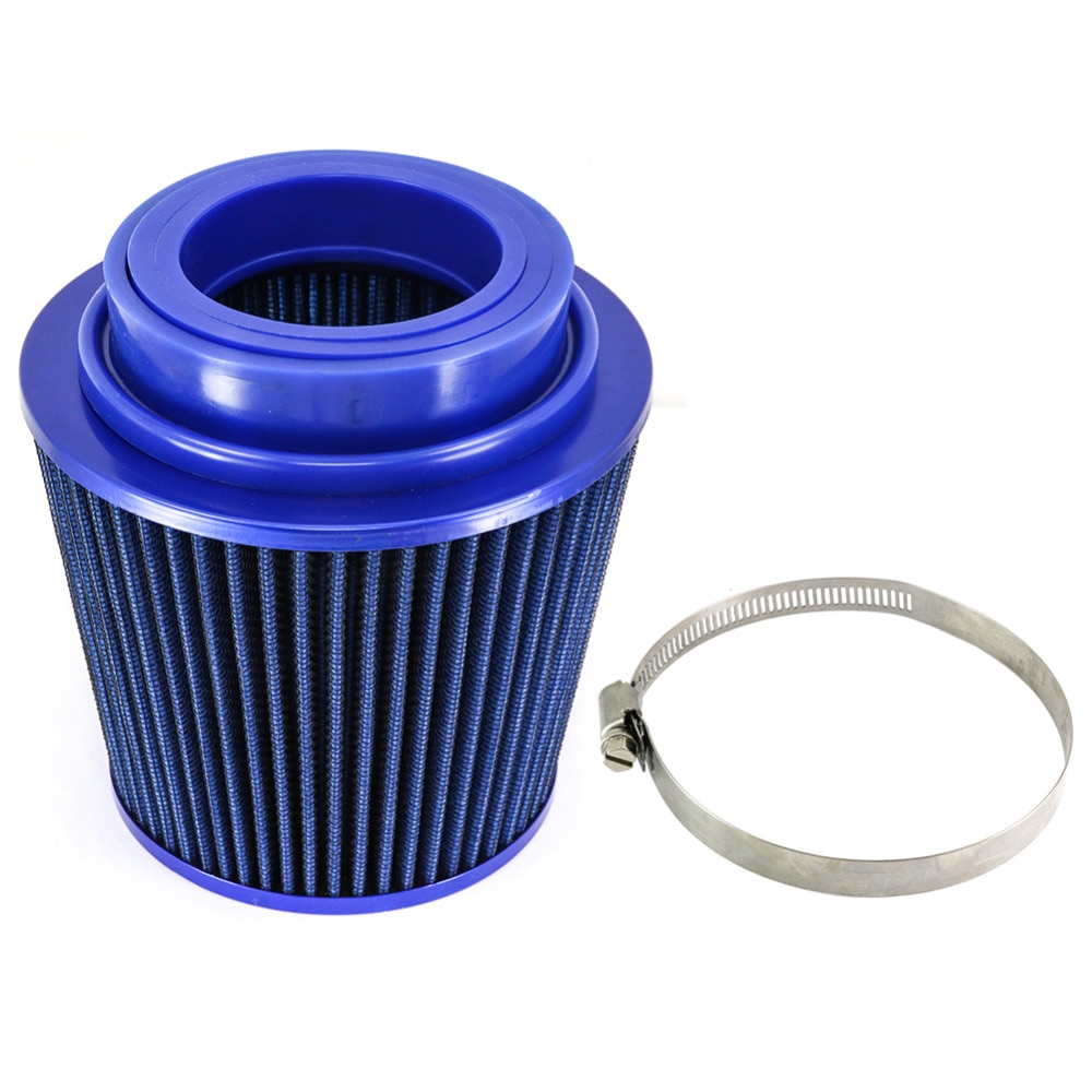 TIROL T10176b Round Tapered Universal Auto Cold Air Intake/ 3" 76-88-101mm Air Filter (Blue)