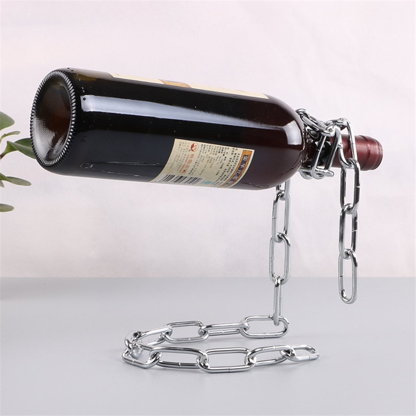 Magische hangende ijzeren ketting wijnrekken één fles wijn display rekken standhouder keuken eetkamer kelder bar decoratie