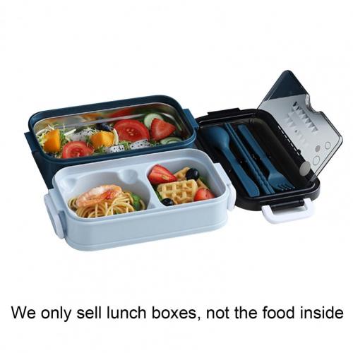 Lunch Box Large Capacity Leak-proof Stainless Steel Airtight Lunch Storage Container for Home: Blue Plastic