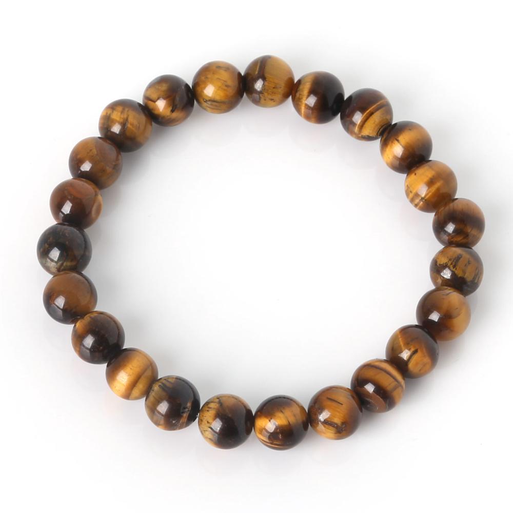 Nuevas pulseras elásticas de piedra Natural a la para hombres y mujeres, brazaletes de 8mm de amatistas con cuentas redondas de cuarzos, lapislázuli: Tiger Eye