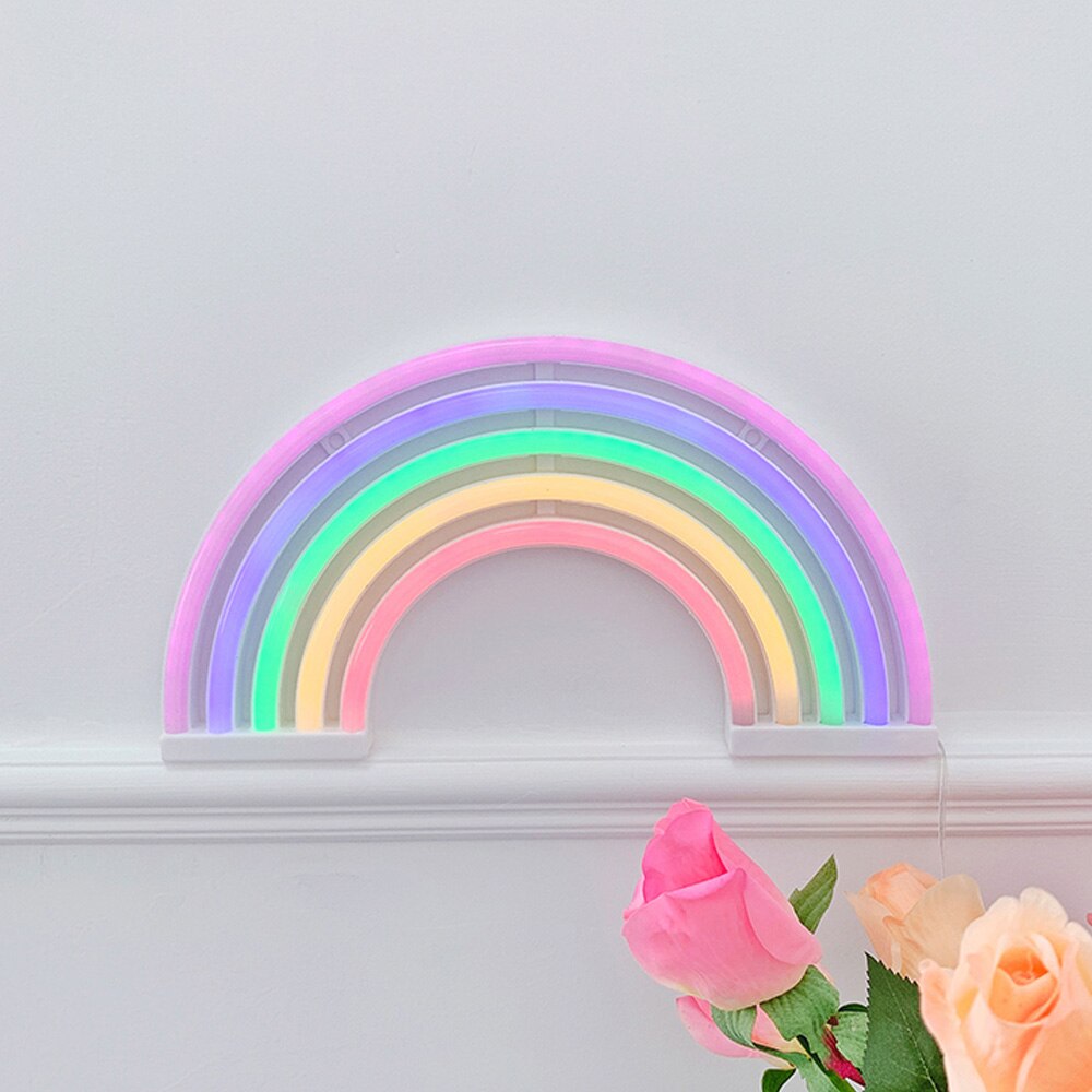 Cute Rainbow Neon Sign LED Rainbow Light Lamp LED Neon Light Warm White Wall Art Sign Lights Bedroom Decoration Party Decor