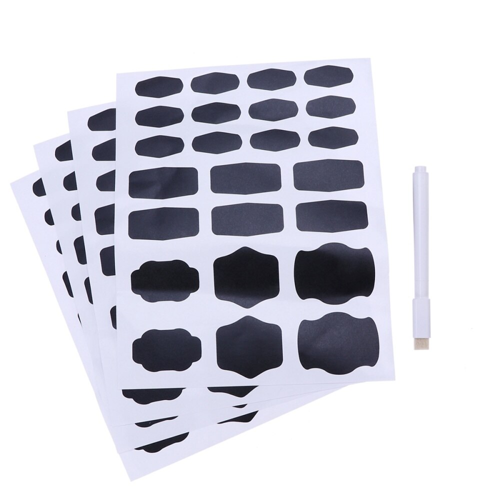 96 Pcs Reusable Blackboard Sticker Chalkboard Labels Stickers Set for Home Office Decorating Jars