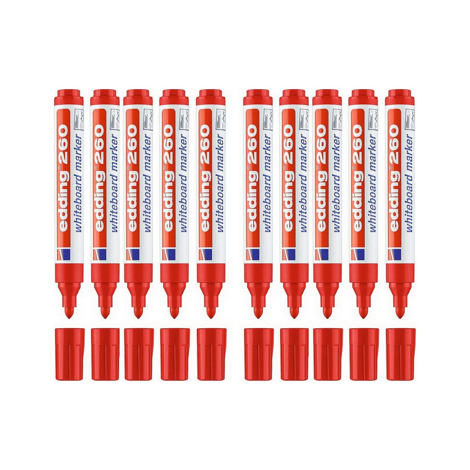 Eddıng White Board Marker Zwart 10 Stuks Briefpapier School Board Marker Kantoor Whiteboard Schoolbord Marker: Red