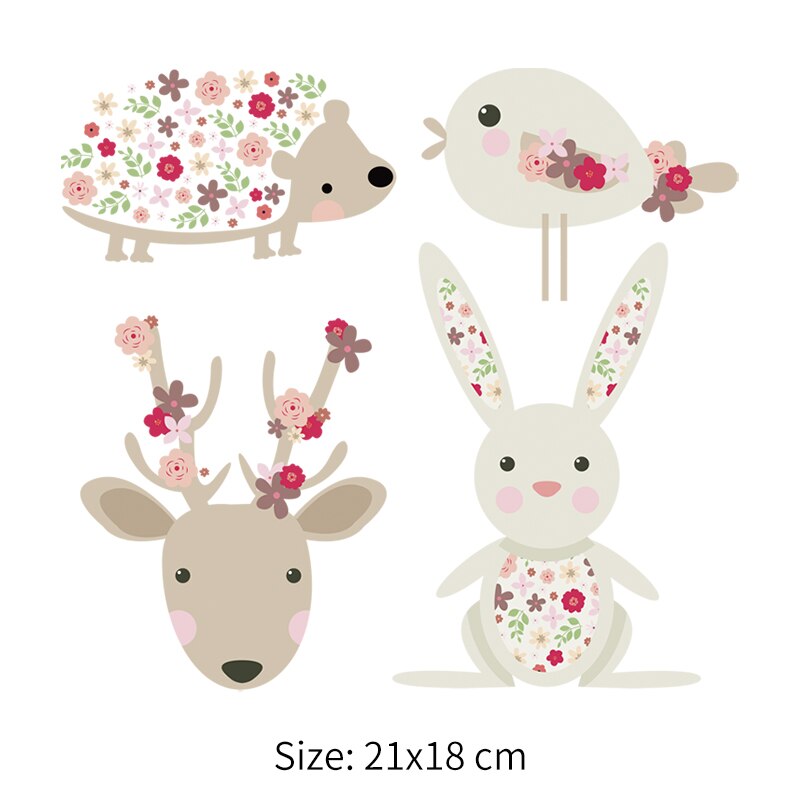 The Kawaii Cute Animal Stickers Bird Hedgehog Rabbit Deer Patches Heat Transfer Diy Accessory Easy To Use Washable Stickers
