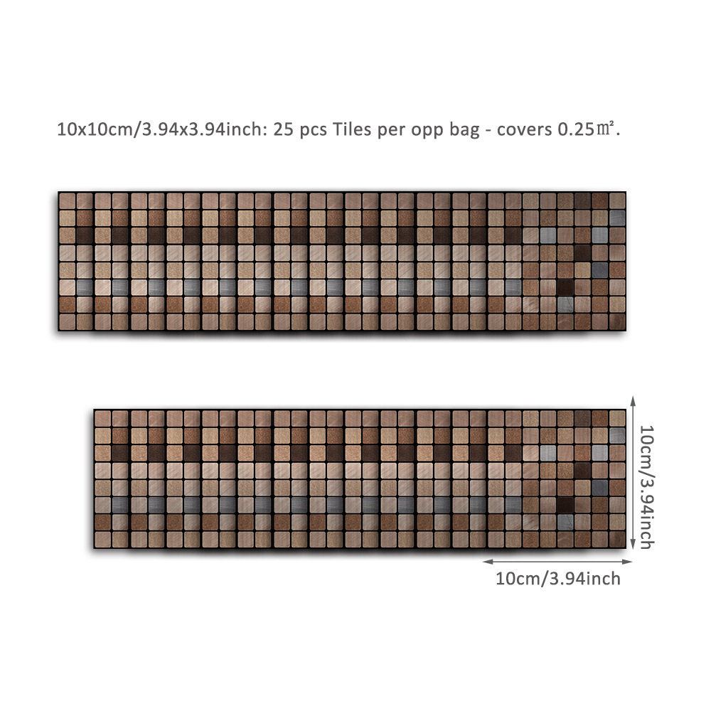 PVC Flat Metal Style Tile Stickers Kitchen Things Splashback Panel Bathroom Vinyl Self-adhesive Waterproof Anti-Oil Decoration